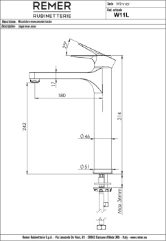 Смеситель для раковины Remer Winner W11L хром