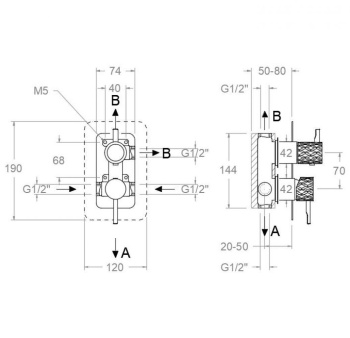 Смеситель для душа Ramonsoler Odisea встраиваемый на 3 выхода joya графит 591513SGR