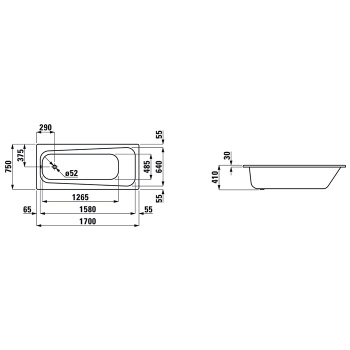 Стальная ванна Laufen Pro 170x75 2.2595.3.600.040.1