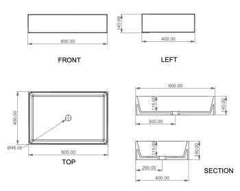 Раковина накладная 60x40 см GSG Ceramic Design Zenith ZELAVFS60000 белый глянцевый