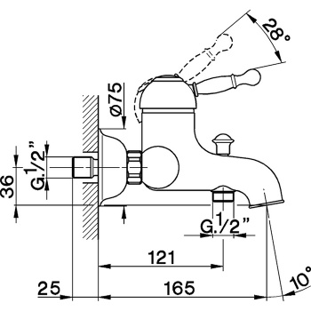 Смеситель для ванны Cisal Arcana Royal однорычажный, настенный, , бронза AY00013027 Акция