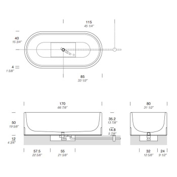 Ванна из искусственного камня Milldue Roma 170x80 5079.A