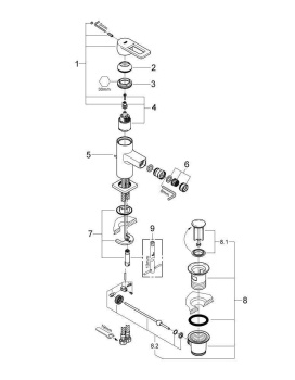 Смеситель для биде GROHE Quadra с донным клапаном, хром 32636000