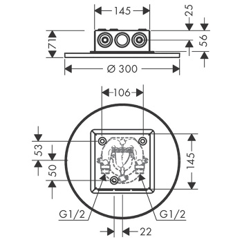 Axor ShowerSolution Верхний душ, &Oslash; 300мм, 2jet, потолочный монтаж, цвет: хром 35305000