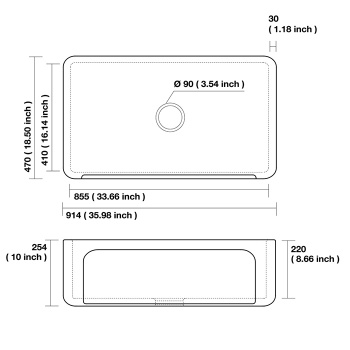 Раковина керамическая кухонная Kerasan Hanna Glasse Yorkshire 914x470x254 , без сифона, толщина 30 , белый 542201