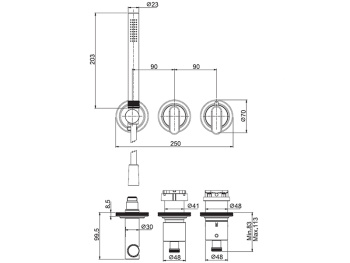 Встроенный термостатический смеситель для душа Fima Carlo Frattini PARK LANE F1319WX9SN