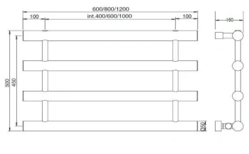 Полотенцесушитель водяной Margaroli Orizzonti 14426004CR 50x60 хром