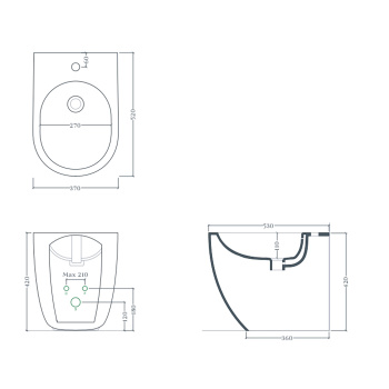 Биде напольное Artceram File 2.0 37х52, 1 отверстие, saniglaze, черный матовый FLB004 17 00