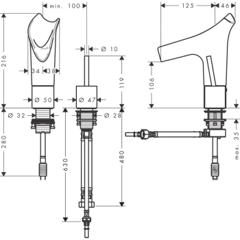 Смеситель для раковины Axor Starck V 12115820 никель