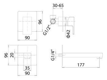 Встраиваемый настенный смеситель для раковины Mamoli FEEL 48470000D121