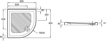 Душевой поддон 90x90 Jacob Delafon Kyreo EN107-00 слив 90 мм, белый