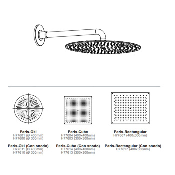 BOSSINI PARIS-CUBE Верхний душ 400 x 400 мм, настенный кронштейн Ø 28 x 400 мм, цвет: хром H7