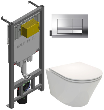 Унитаз с инсталляцией Jacob Delafon Rodin+ E21749RU-00 кнопка хром