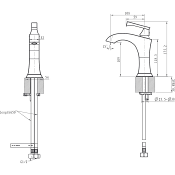 Смеситель для раковины Burlington R-14-01-PC хром\голубой