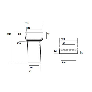 Керамический отвод для слива в стену Kerasan Retro с декоративным кольцом, без резиновых манжет, белый 754801