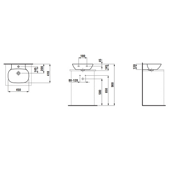 Laufen INO Раковина 450х410х120мм с 1 отв. под смеситель, цвет: белый