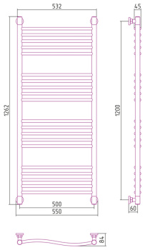 Полотенцесушитель водяной Сунержа Флюид 120x50 00-0222-1250