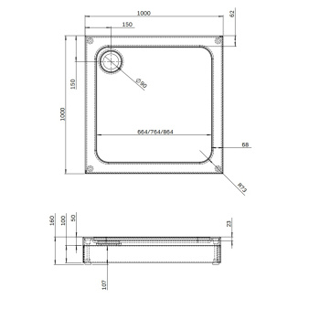 Поддон душевой AM.PM Gem 100х100 W90T-403-100W