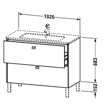 Duravit Brioso Тумба напольная под раковину 1020х479х683 мм, с 2 выдвижными ящиками, цвет каштан темный 21  (для 233610)