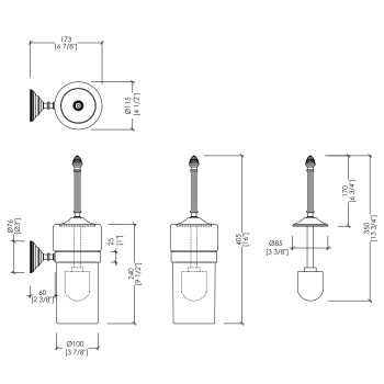 Ёршик подвесной Devon&Devon Black Diamond черная керамика бронза BLKD520BRNE