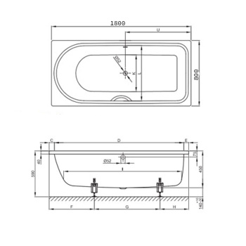 Стальная ванна Bette Ocean 180x80 8856-000 PLUS