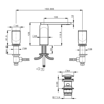 Смеситель для раковины Cisal Hi-rise RM0010608B click-clack, золото