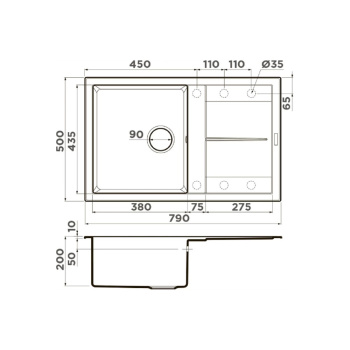 Мойка кухонная Omoikiri Sumi 79-EV эверест 4993668