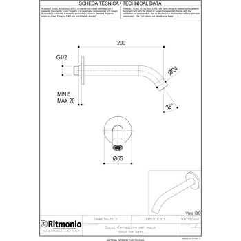 Излив для ванны Ritmonio Diametro35 Cross хром PR52CC201CRL