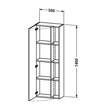 DURAVIT DURASTYLE Шкаф 500х240х1400 мм., подвесной, правый, 1 дверь, 3 полки, цвет белый матовый