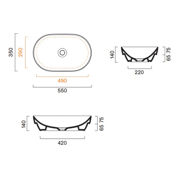 Раковина Catalano Sfera 55x35 встраиваемая, без отв, Sabbia Satinato 524550029