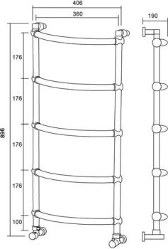 Полотенцесушитель водяной Margaroli Luna 4323605CRN 90x43.5 хром