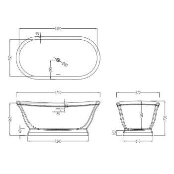 Ванна из искусственного камня Devon&Devon Hollywood 159x87 DEHOL