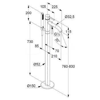 Kludi Bozz напольный смеситель для ванны чёрный матовый