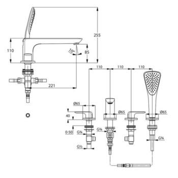 Смеситель для ванны Kludi Ameo 414240575