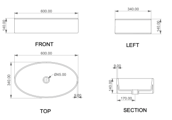 Раковина накладная 60х34 см GSG Ceramic Design Like LKLAVFSBF60000 белый глянцевый