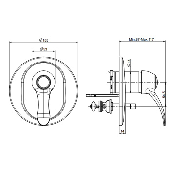 Смеситель для душа Fima Carlo Frattini Lamp встраиваемый, с переключателем на 2 потока, золото F3309X2OR