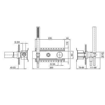 Смеситель для душа Fantini Acqua Zone/Milano встраиваемый, на 2 источника, с ручн душем, наружная часть, хром 31 02 3084B