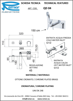 Смеситель для ванны Remer Q-Design  хром QD04