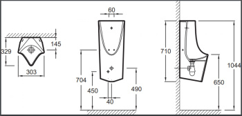 Писсуар подвесной Jacob Delafon Struktura EZA022-00 белый