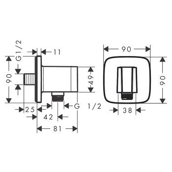 HANSGROHE FIXFIT Q Шланговое подсоединение с держателем ручного душа, цвет Шлифованная бронза