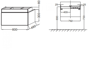 Тумба под раковину 80 см Jacob Delafon Terrace EB1186-M61, черный матовый