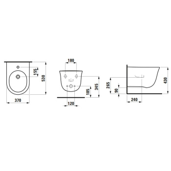 Laufen New Classic Биде подвесное 530х370х430 мм, с 1 отв под смеситель, цвет белый LCC, с покрытием  LAUFEN Clean Coat