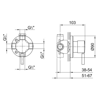 Переключатель Fantini Nostromo на 2 источника, 1/2'', нержавеющая сталь 50 93 1678B