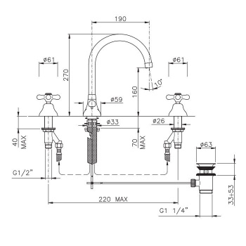 Смеситель для раковины Nicolazzi Nuova Brenta 2507GB золото