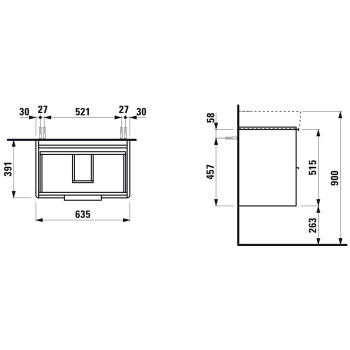 LAUFEN Val База под раковину 8.1028.4 подвесная, 635х390х530 мм, с 2 ящиками, белый матовый