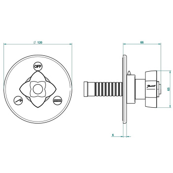 Переключатель THG Petale De Cristal Bleu U6B-A02-48M2SB хром