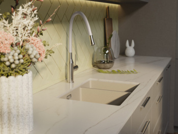 Смеситель для кухни Omoikiri Yatomi с гибким изливом нержавеющая сталь белый 4994250