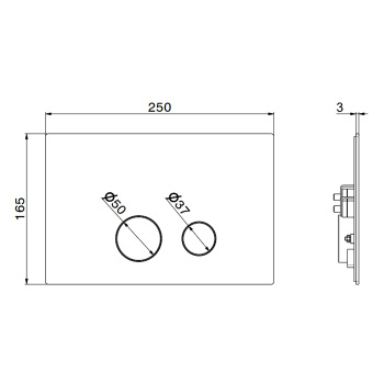 Клавиша смыва для унитаза Newform X-steel 316 двойная, для систем инсталляций GEBERIT SIGMA 8 & SIGMA 12, INOX 69643X.50.050