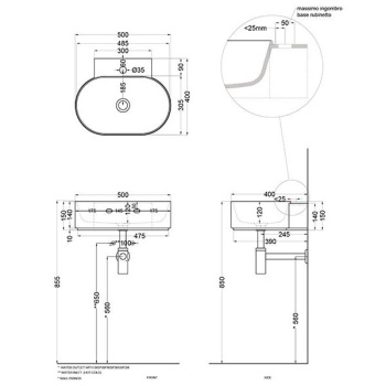 Раковина подвесная Cielo Mare MRLS50 SM 50 см зеленый