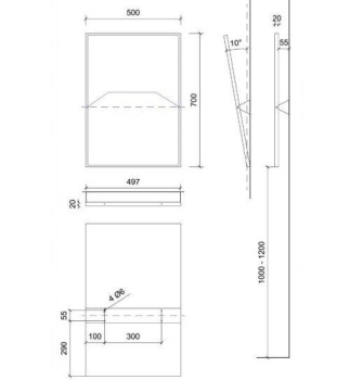 Зеркало Nofer 700х500 c регулировкой угла наклона и рамкой из нержавеющей стали матовой 08023.S